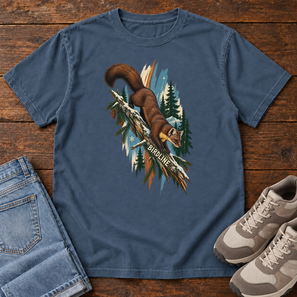 Birdline Squirrel Branch T-Shirt in Midnight