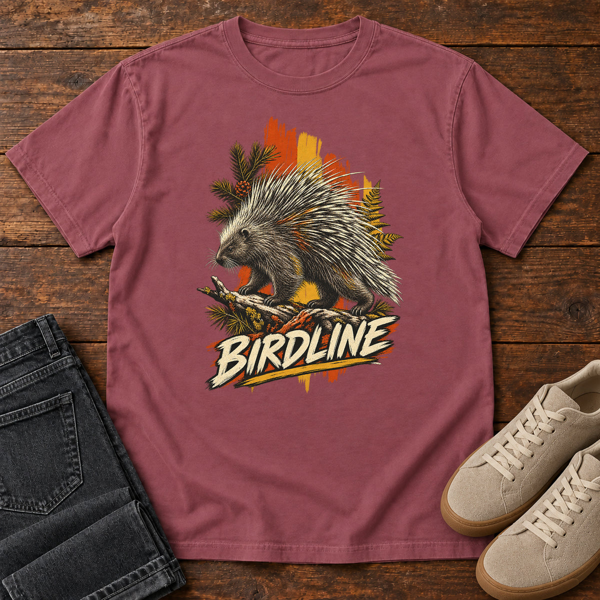 Birdline Porcupine Paint T-Shirt in Brick