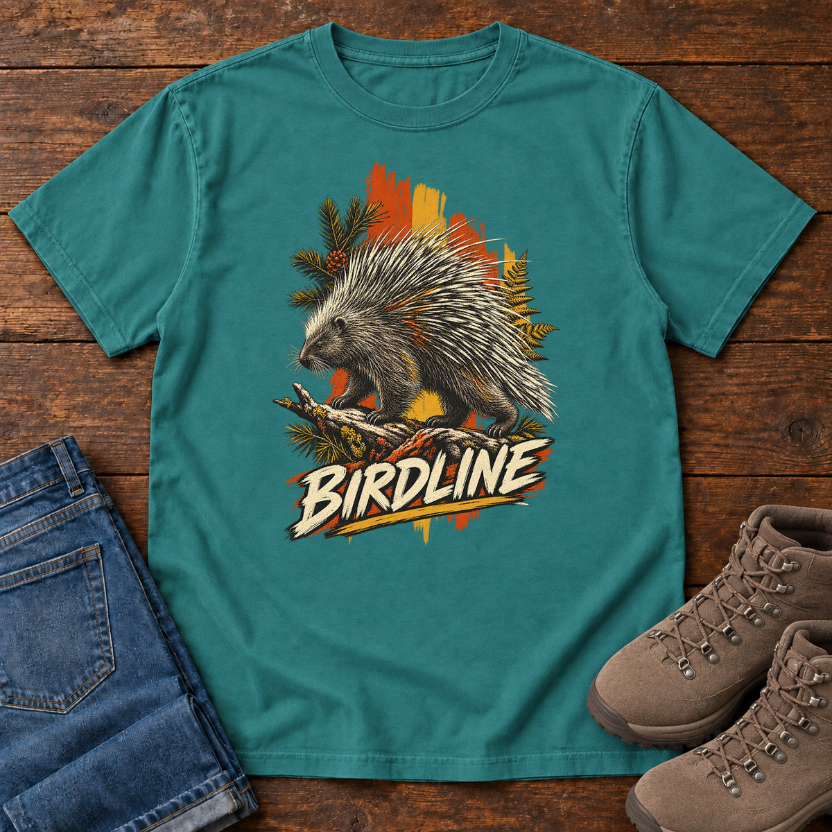 Birdline Porcupine Paint T-Shirt in Emerald