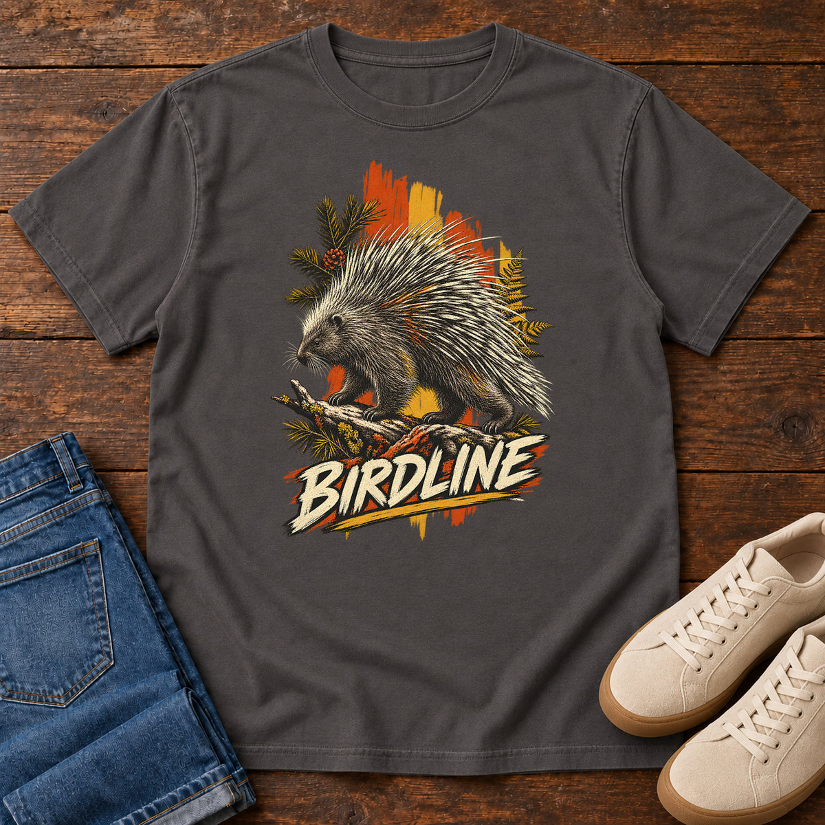 Birdline Porcupine Paint T-Shirt in Graphite