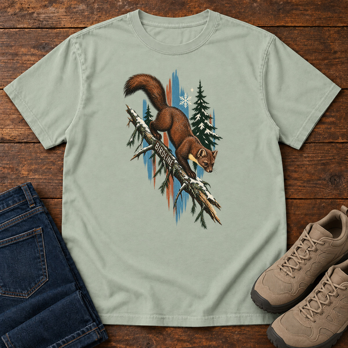 Birdline Squirrel Blue T-Shirt in Bay