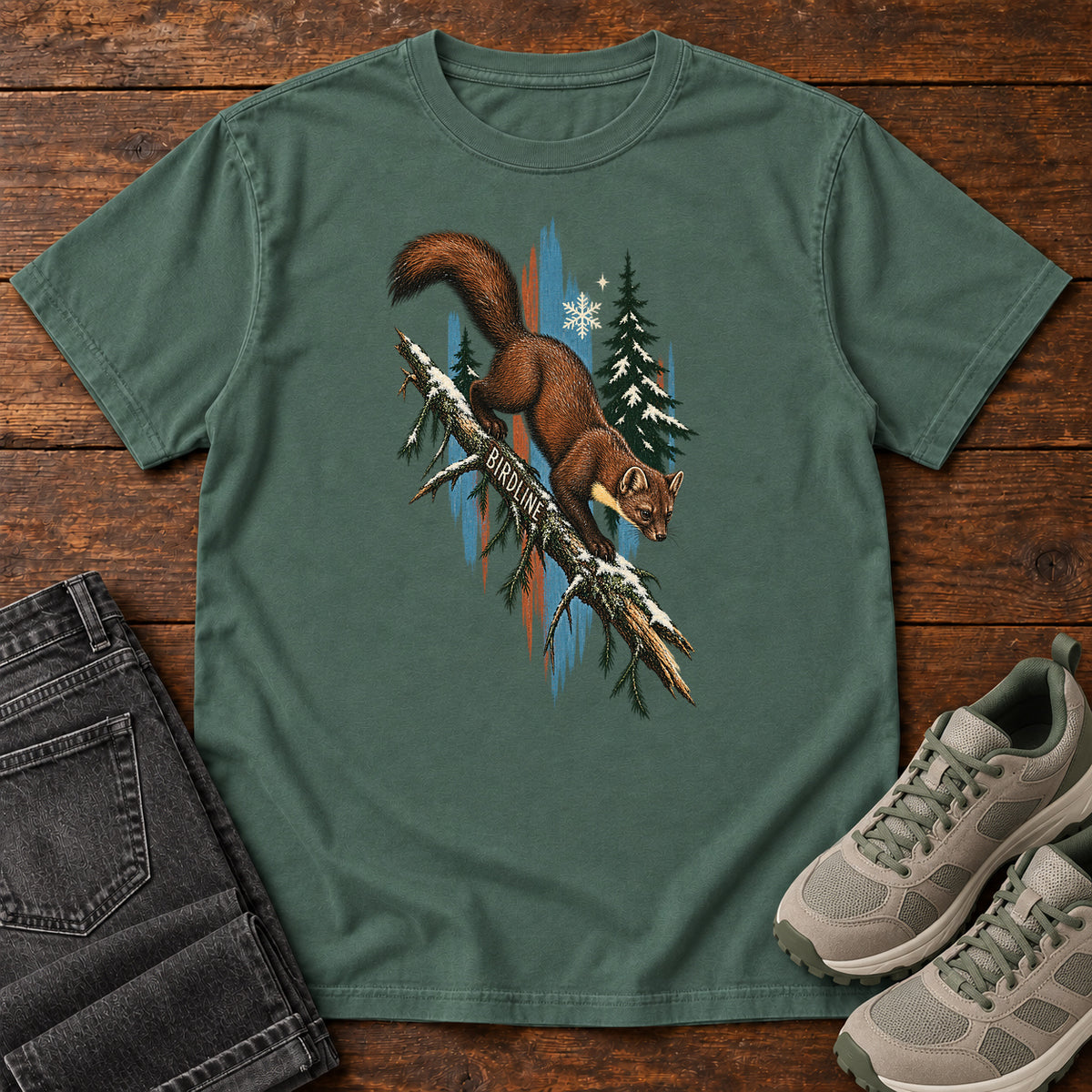 Birdline Squirrel Blue T-Shirt in Blue Spruce