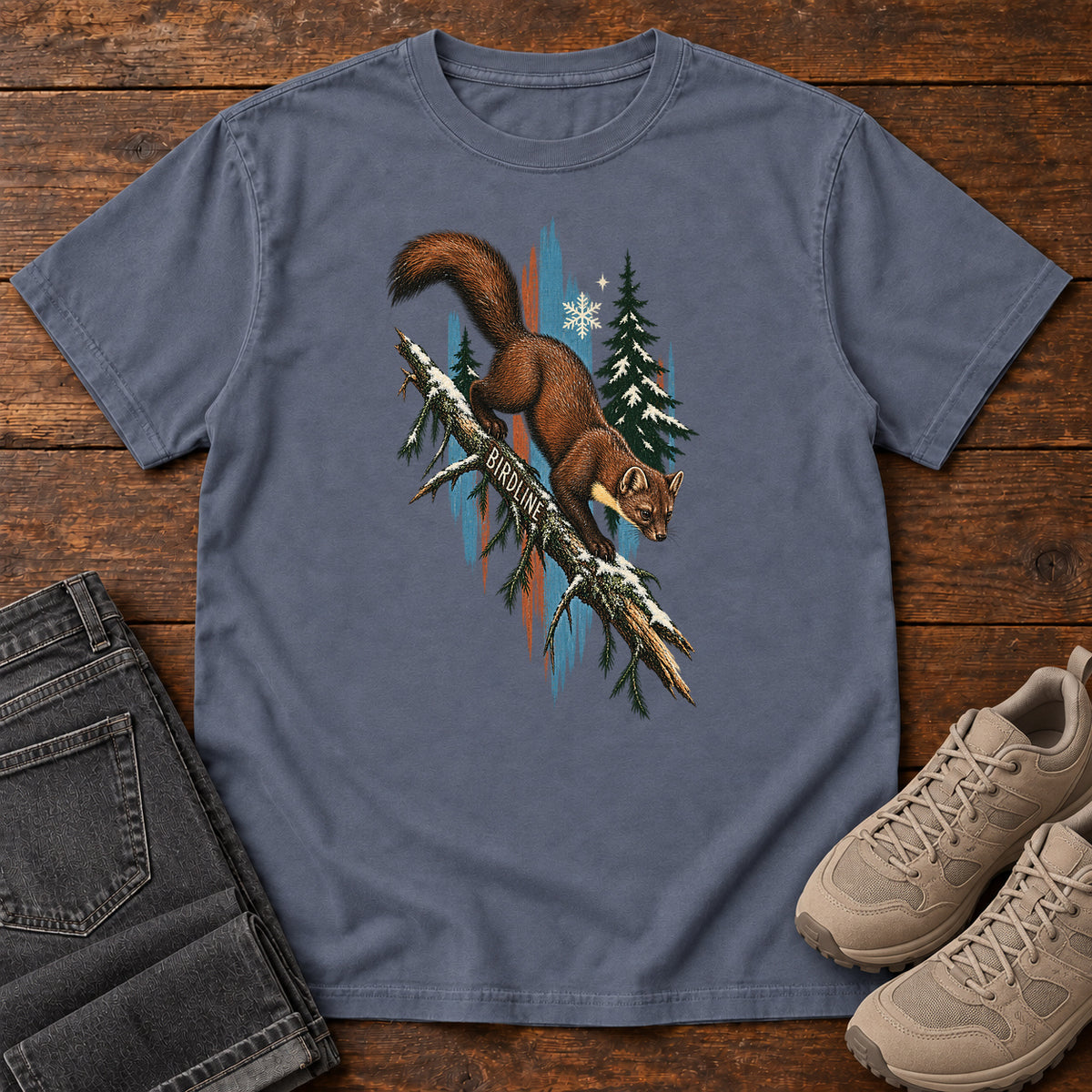 Birdline Squirrel Blue T-Shirt in Denim