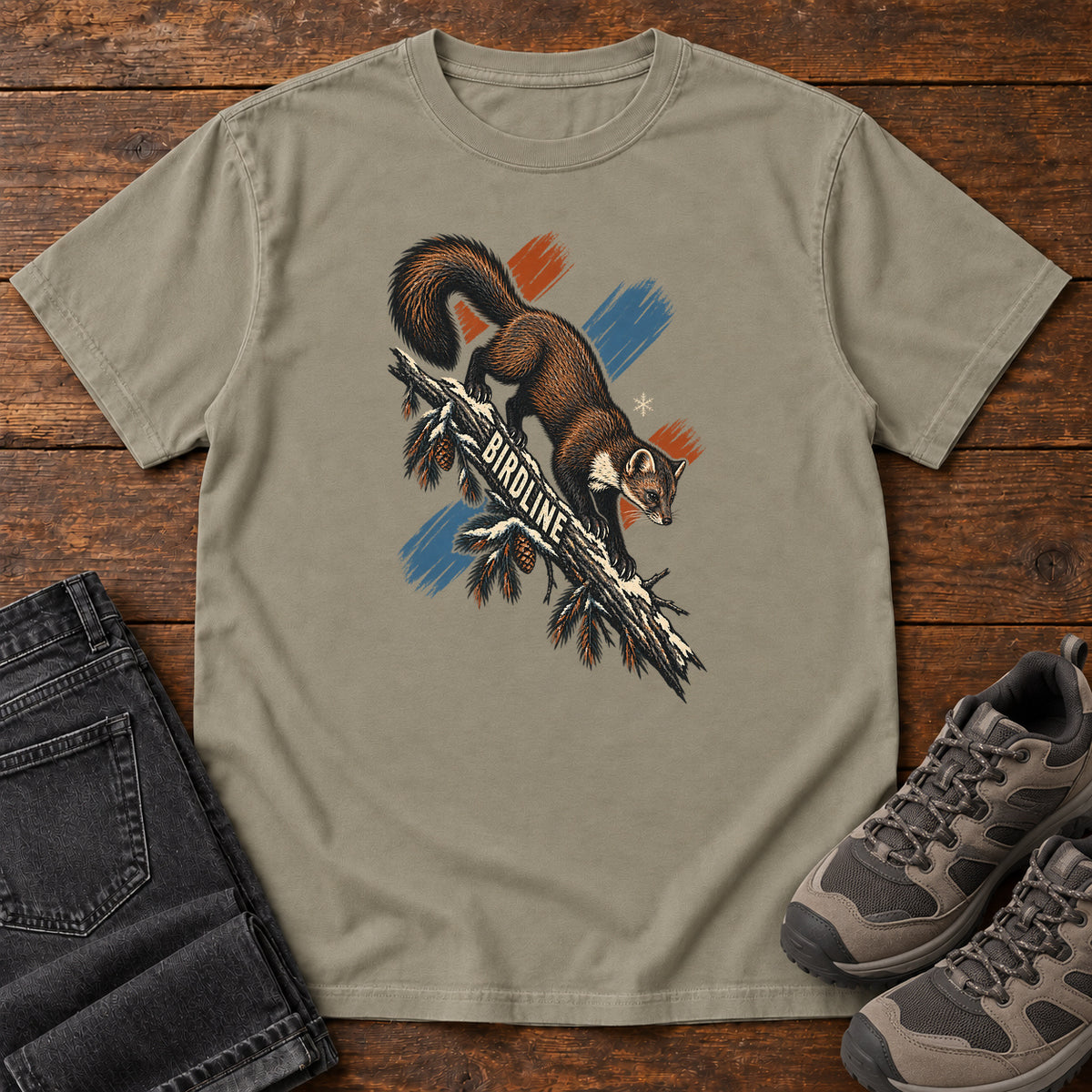 Birdline Squirrel Orange T-Shirt in Sandstone