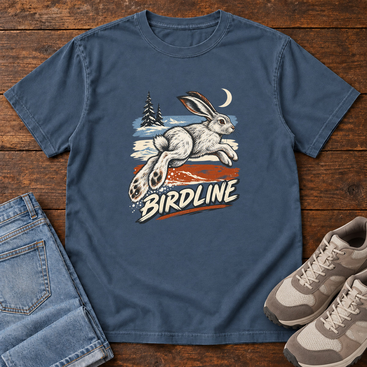 Birdline Hare Moon T-Shirt in Midnight