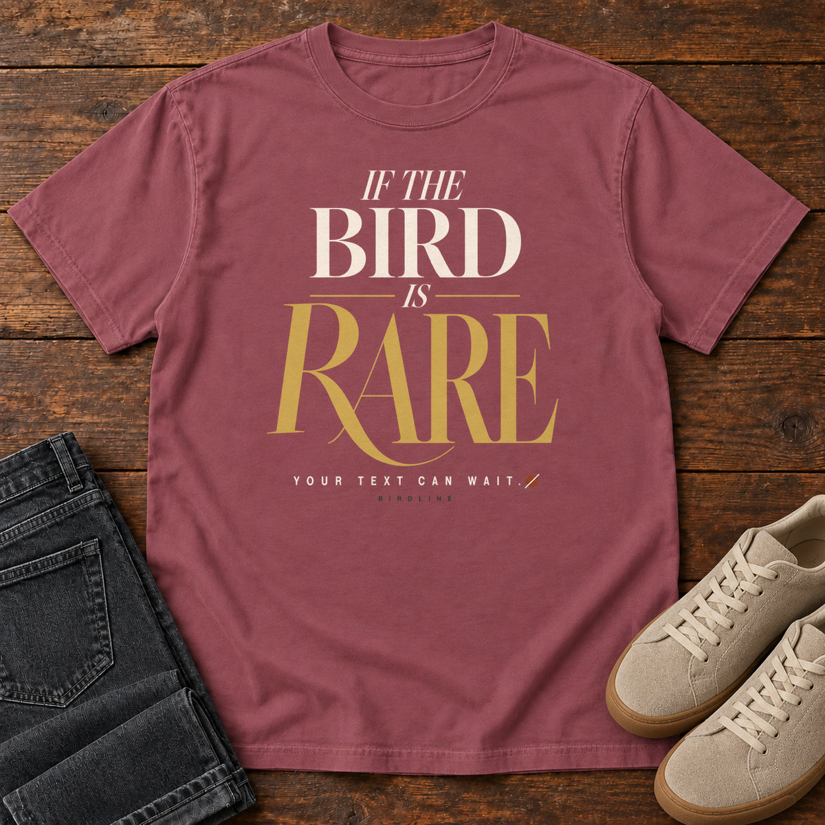 If the Bird is Rare Your Exit Can Wait T-Shirt in Brick