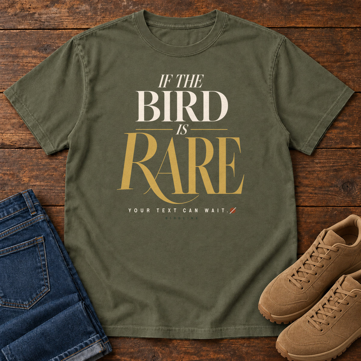 If the Bird is Rare Your Exit Can Wait T-Shirt in Sage