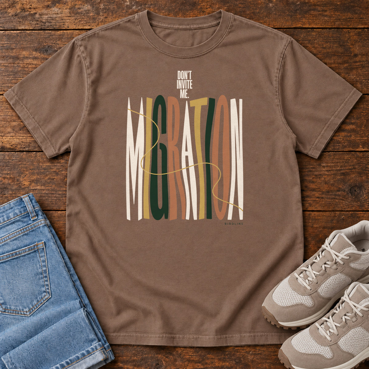 Don't Invite Me Migration T-Shirt in Espresso