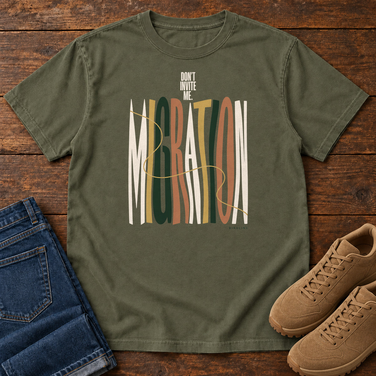 Don't Invite Me Migration T-Shirt in Sage