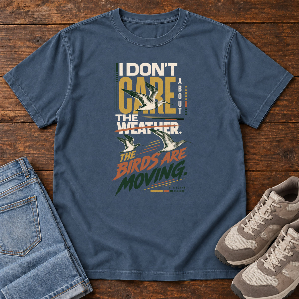 I Don't Care About the Weather the Birds Are Moving T-Shirt in Midnight
