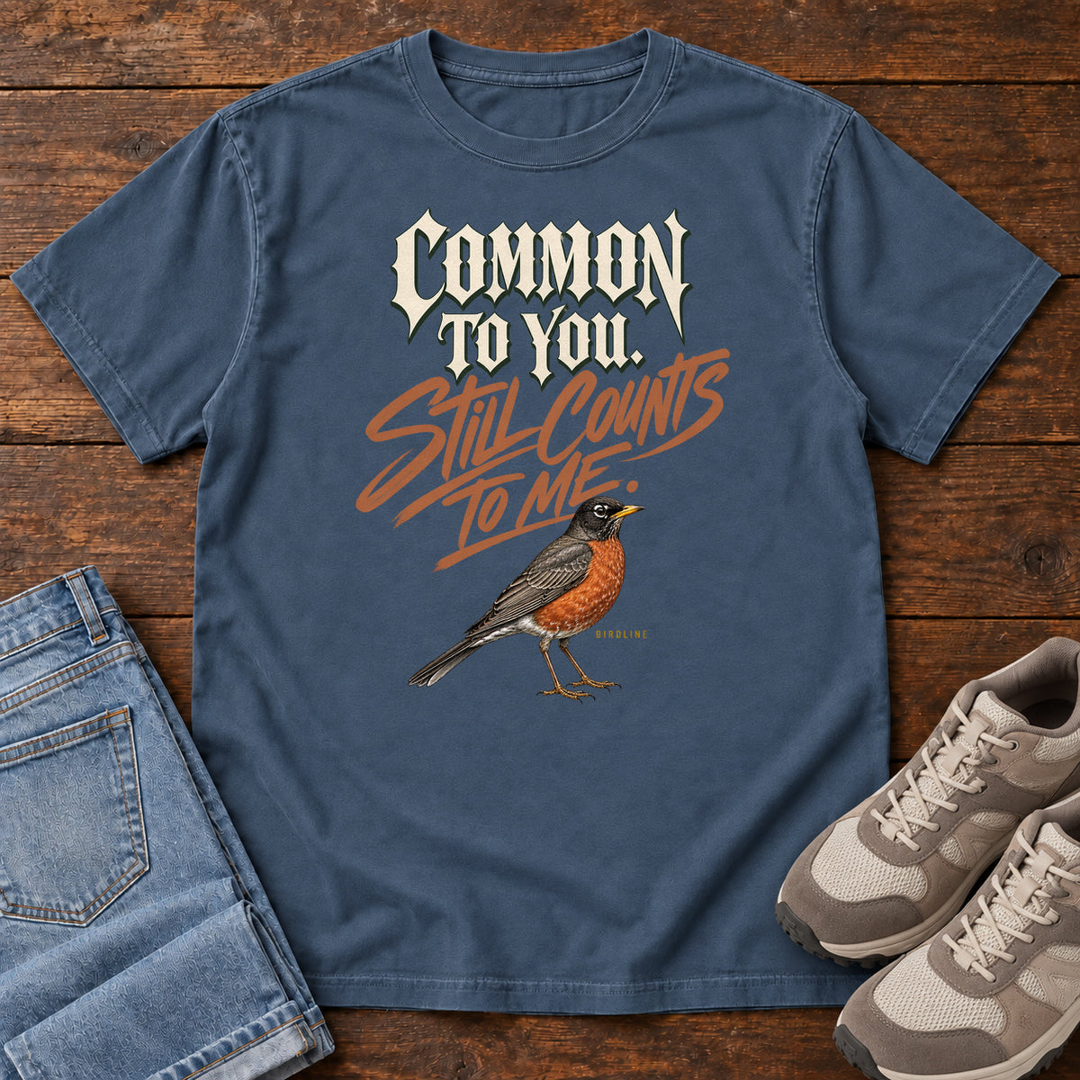 Common to You Still Counts to Me Robin T-Shirt in Midnight