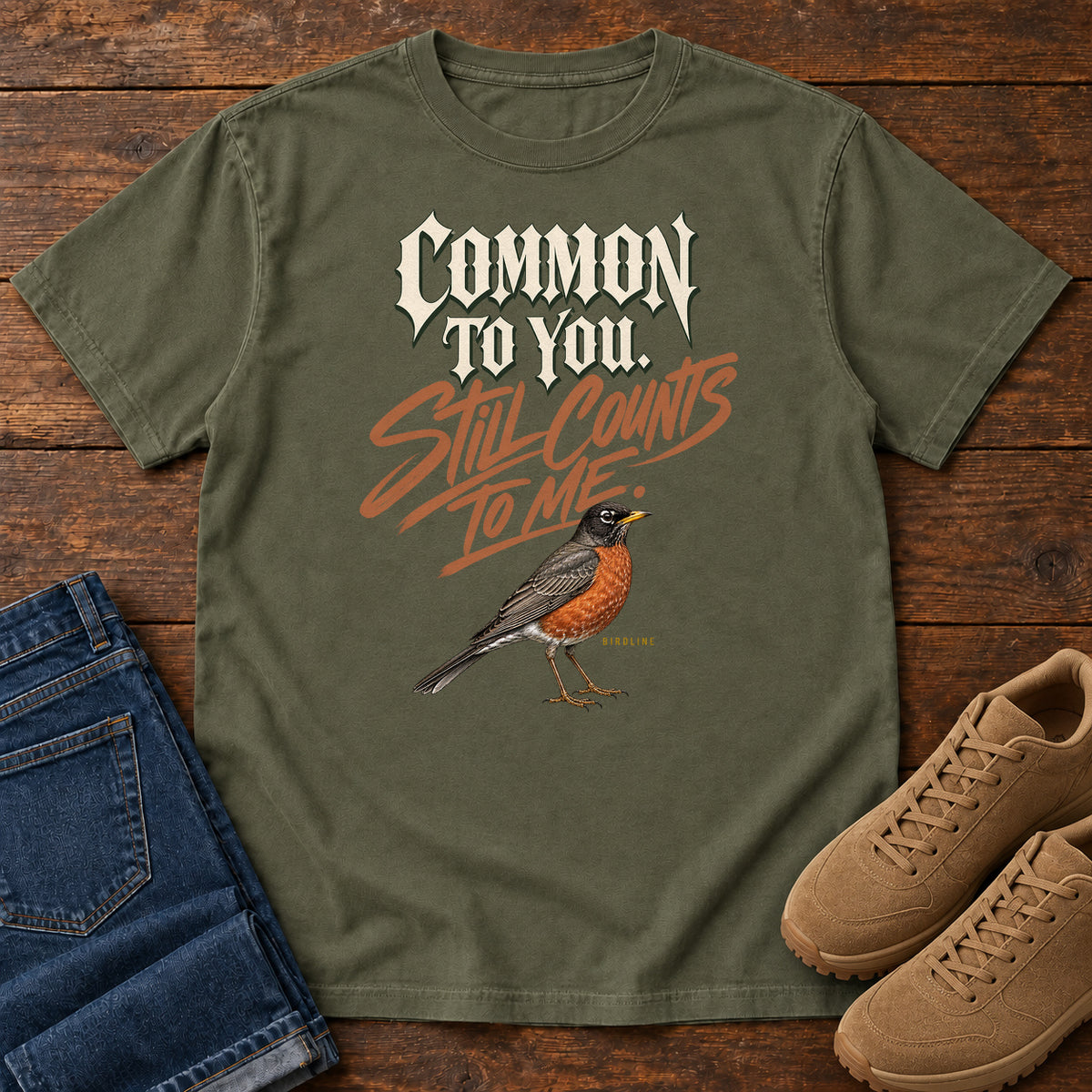 Common to You Still Counts to Me Robin T-Shirt in Sage