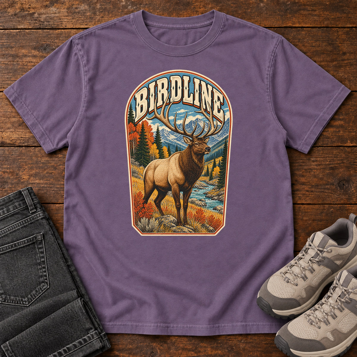 Birdline Elk Badge T-Shirt in Grape