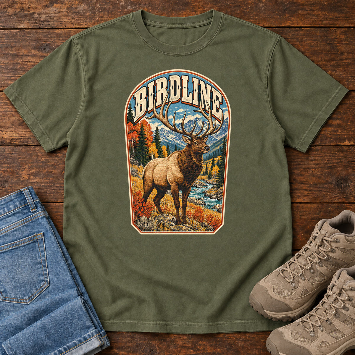 Birdline Elk Badge T-Shirt in Hemp