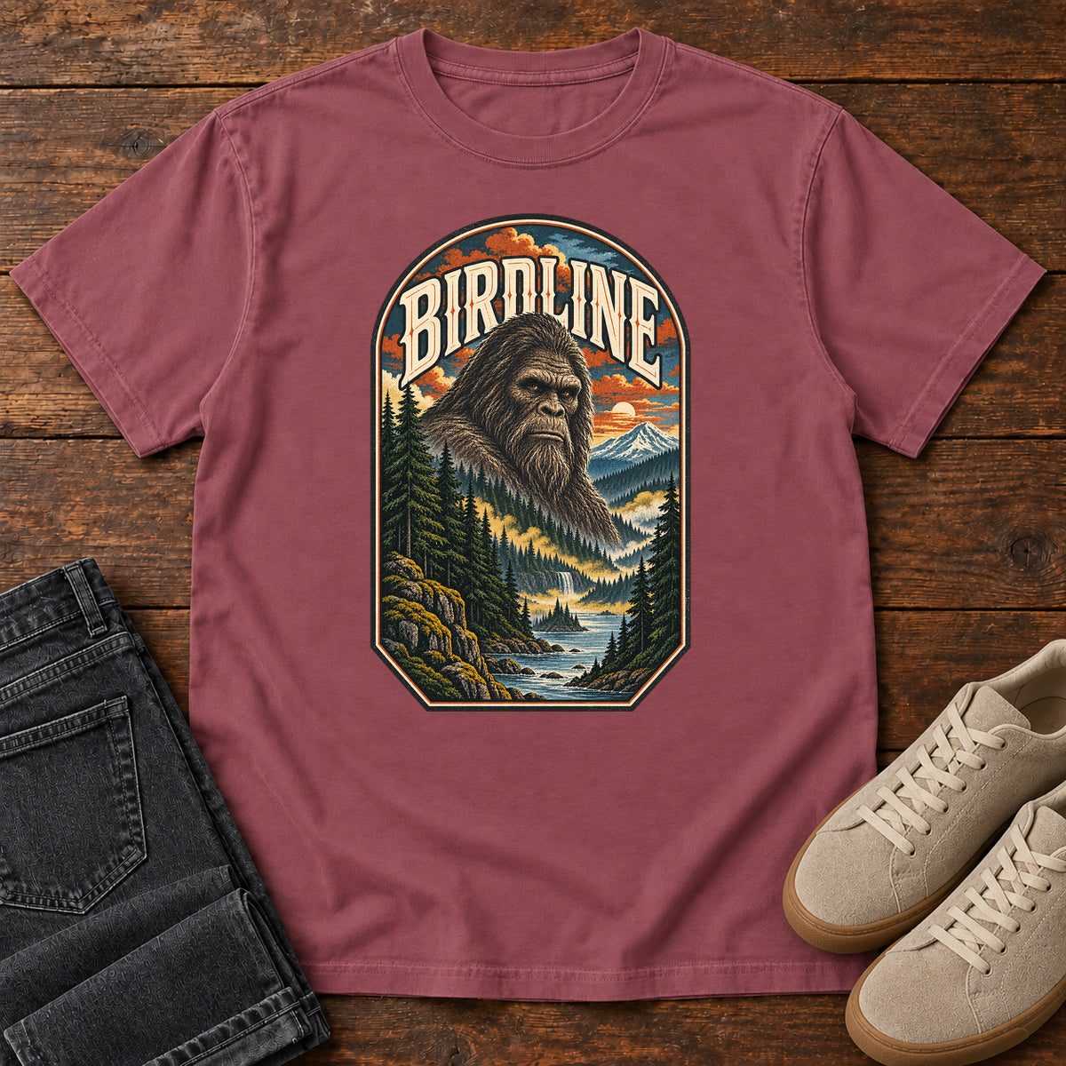 Birdline Bigfoot Badge T-Shirt in Brick