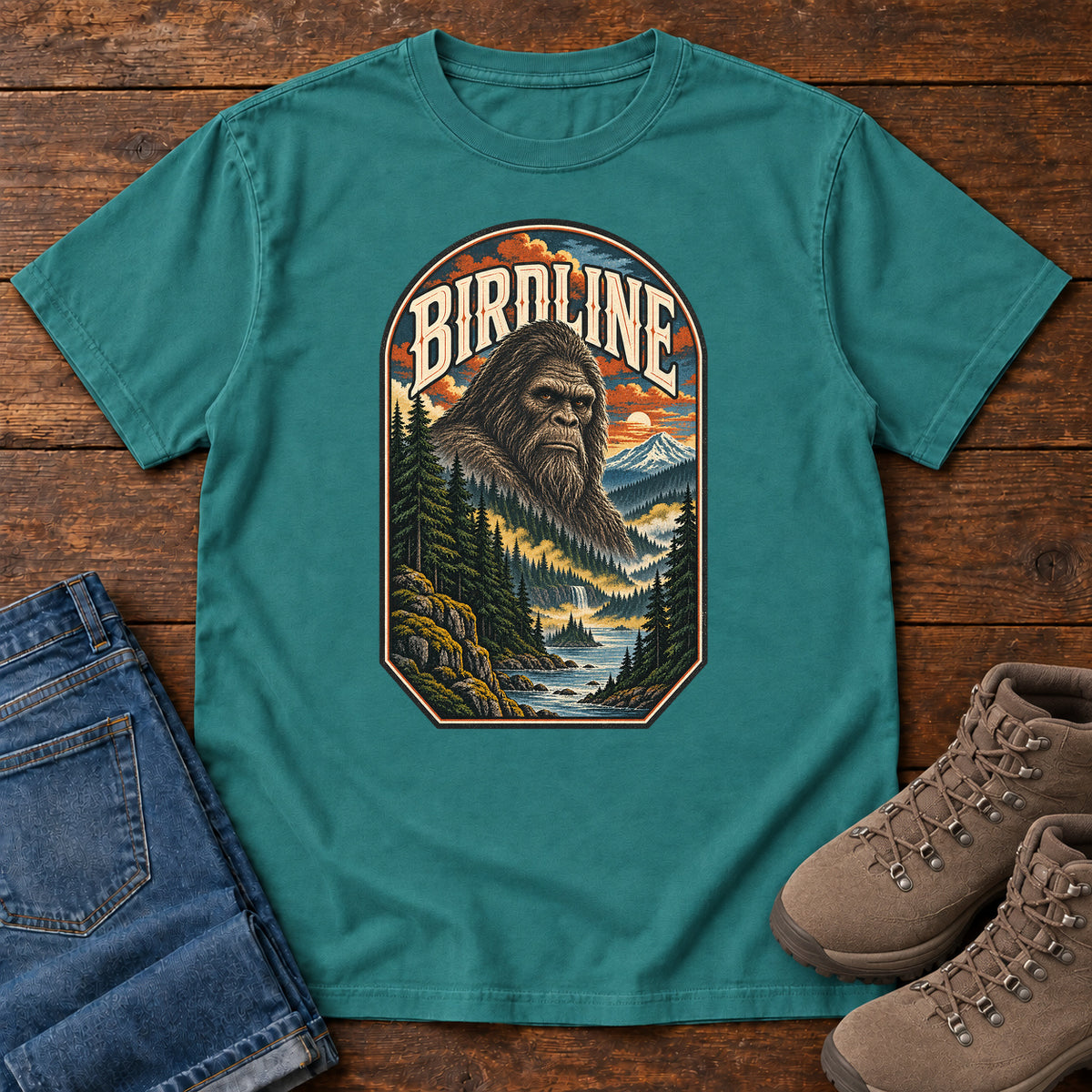 Birdline Bigfoot Badge T-Shirt in Emerald