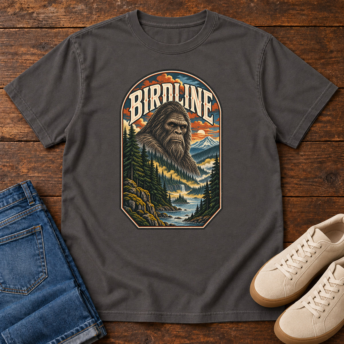 Birdline Bigfoot Badge T-Shirt in Graphite