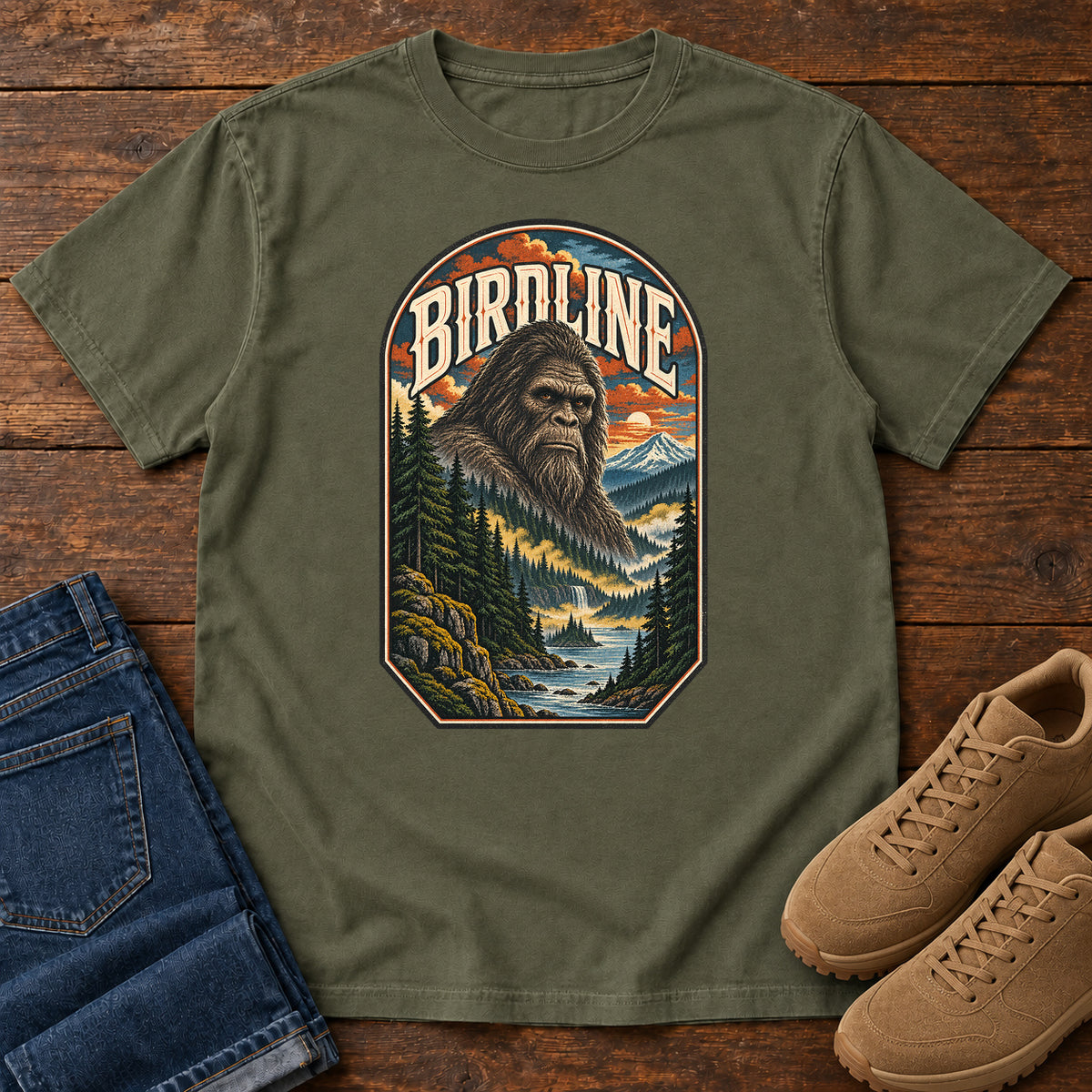 Birdline Bigfoot Badge T-Shirt in Sage