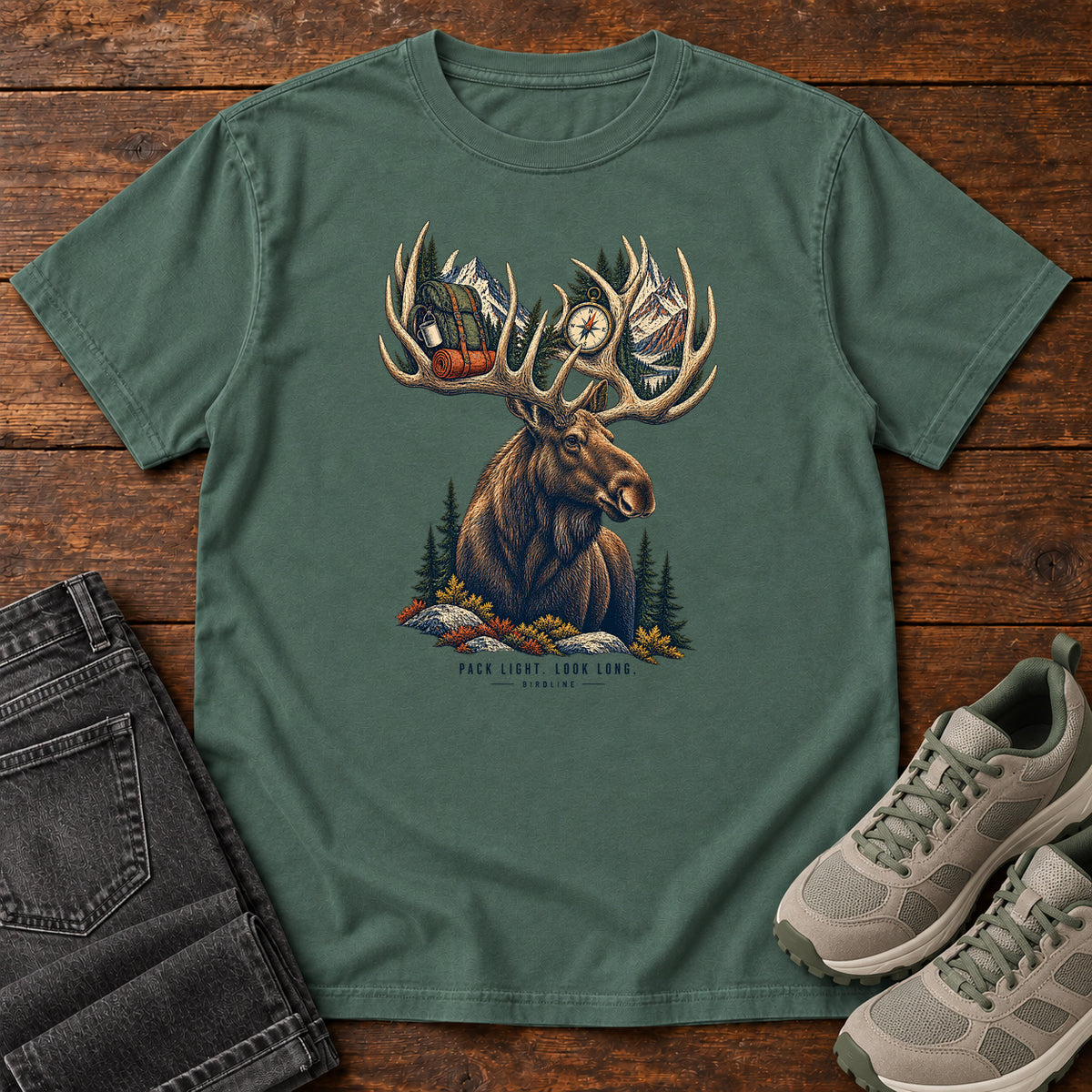 Pack Light Look Long Moose T-Shirt in Blue Spruce