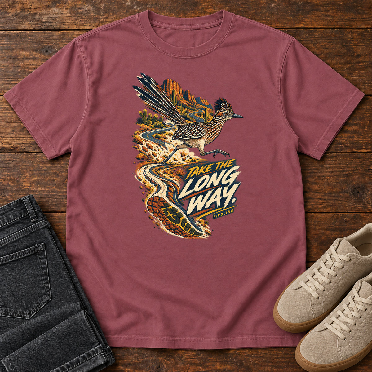 Take the Long Way Roadrunner T-Shirt in Brick