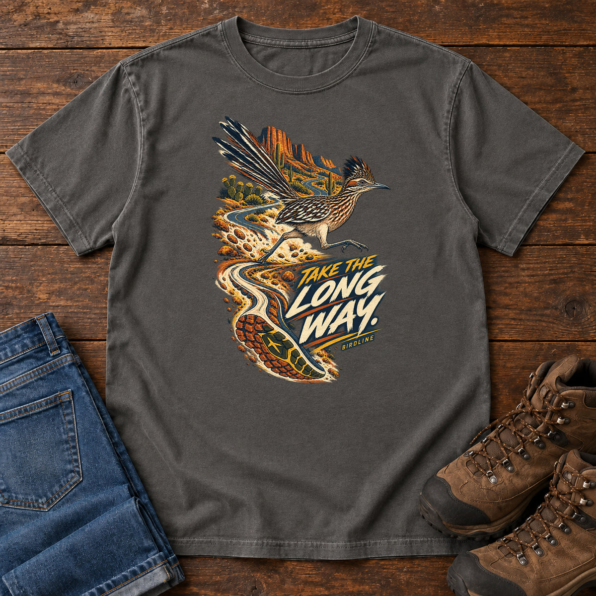 Take the Long Way Roadrunner T-Shirt in Pepper