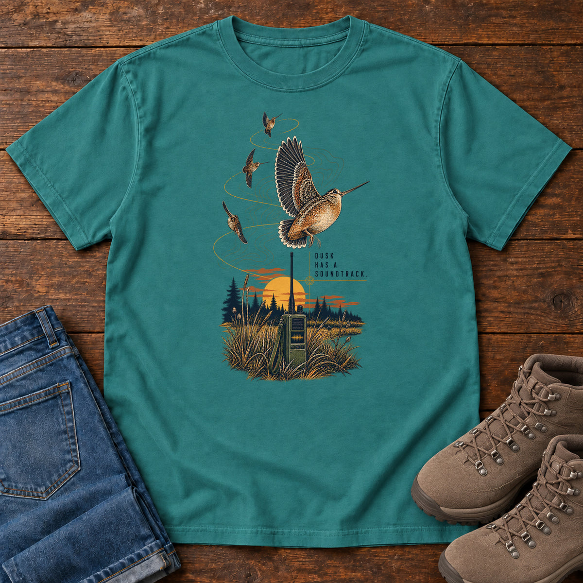 Bad Reception Bird Radio T-Shirt in Emerald