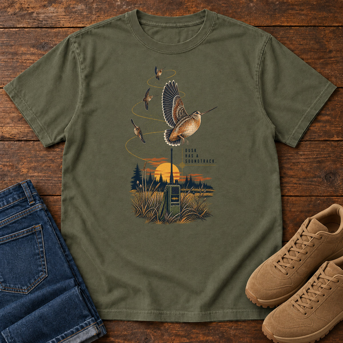 Bad Reception Bird Radio T-Shirt in Sage