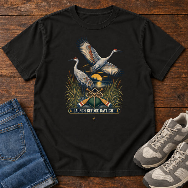 Launch Before Daylight Cranes T-Shirt, alternate view