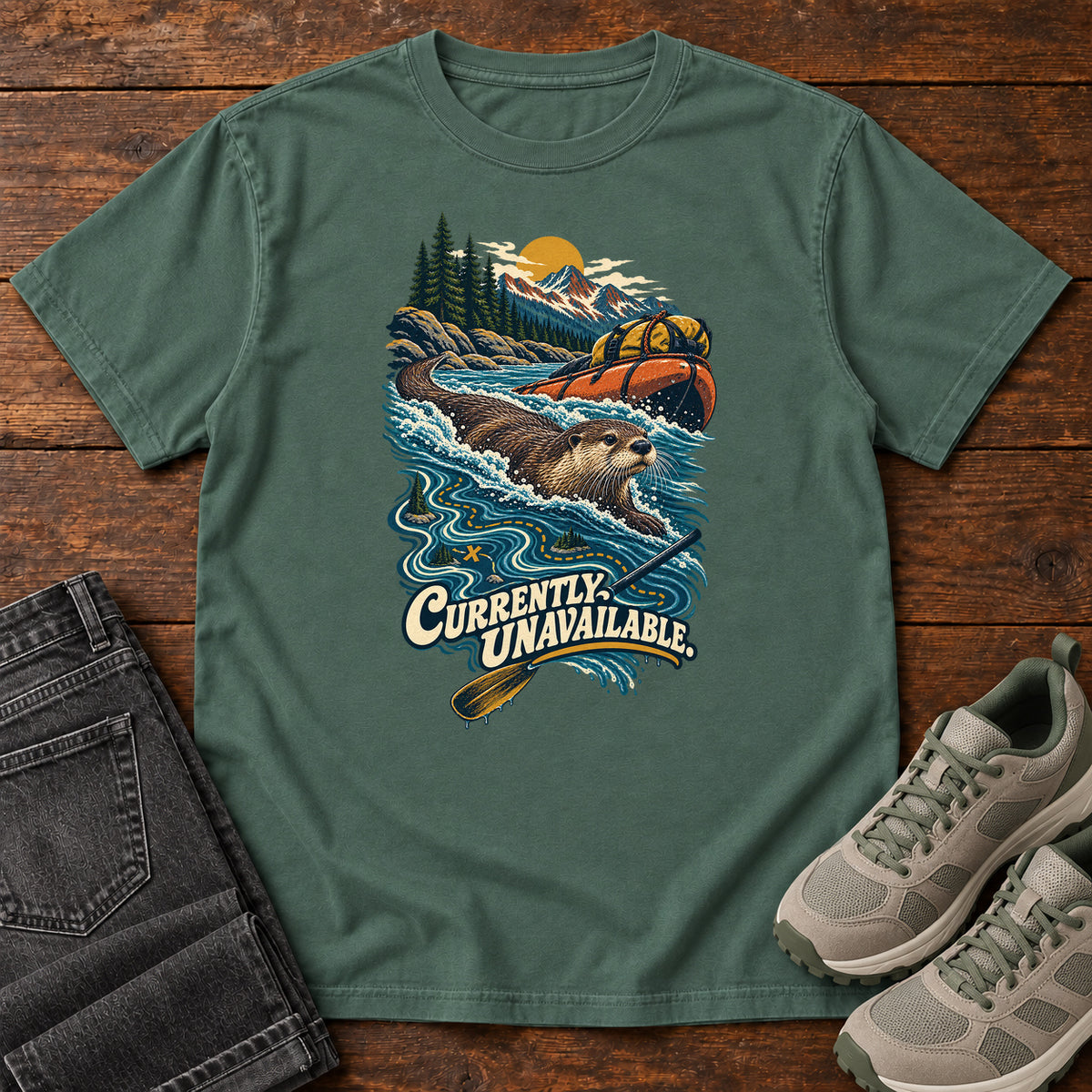 Currently Unavailable Otter Kayak T-Shirt in Blue Spruce