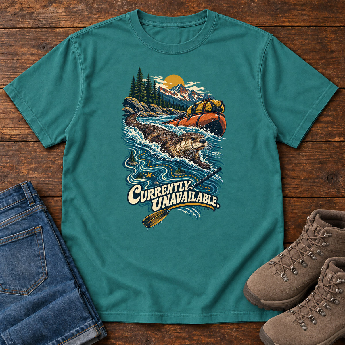 Currently Unavailable Otter Kayak T-Shirt in Emerald