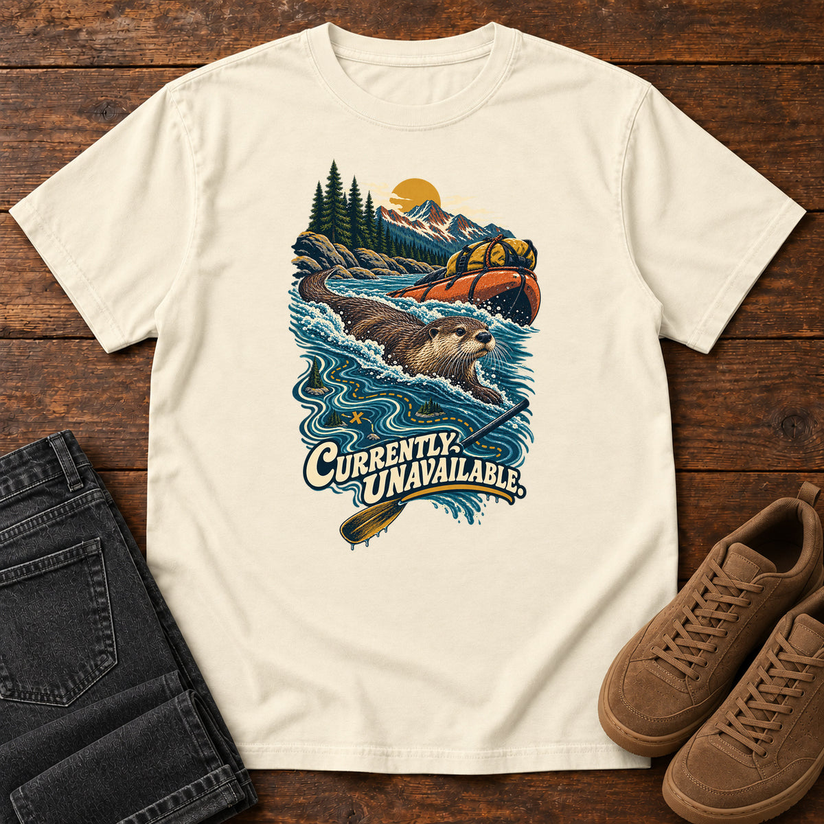 Currently Unavailable Otter Kayak T-Shirt in Ivory