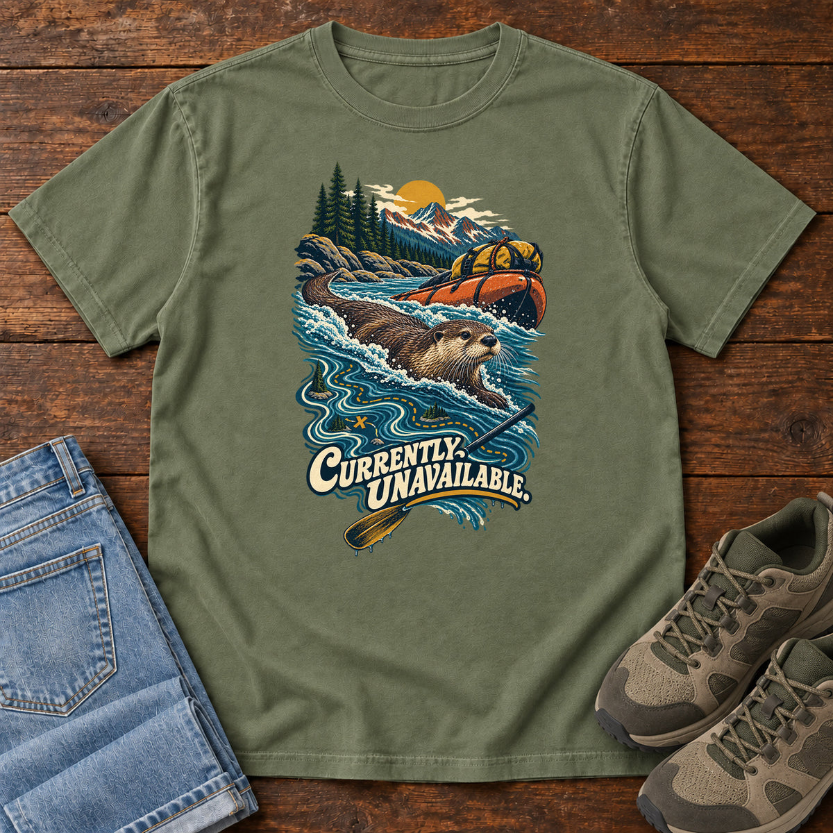 Currently Unavailable Otter Kayak T-Shirt in Moss