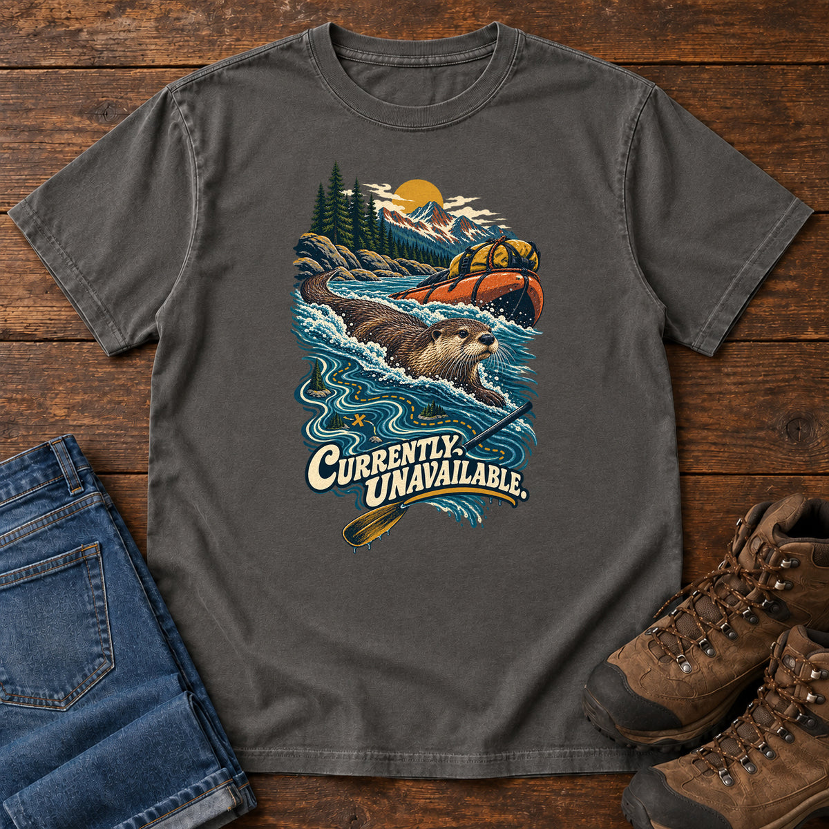 Currently Unavailable Otter Kayak T-Shirt in Pepper