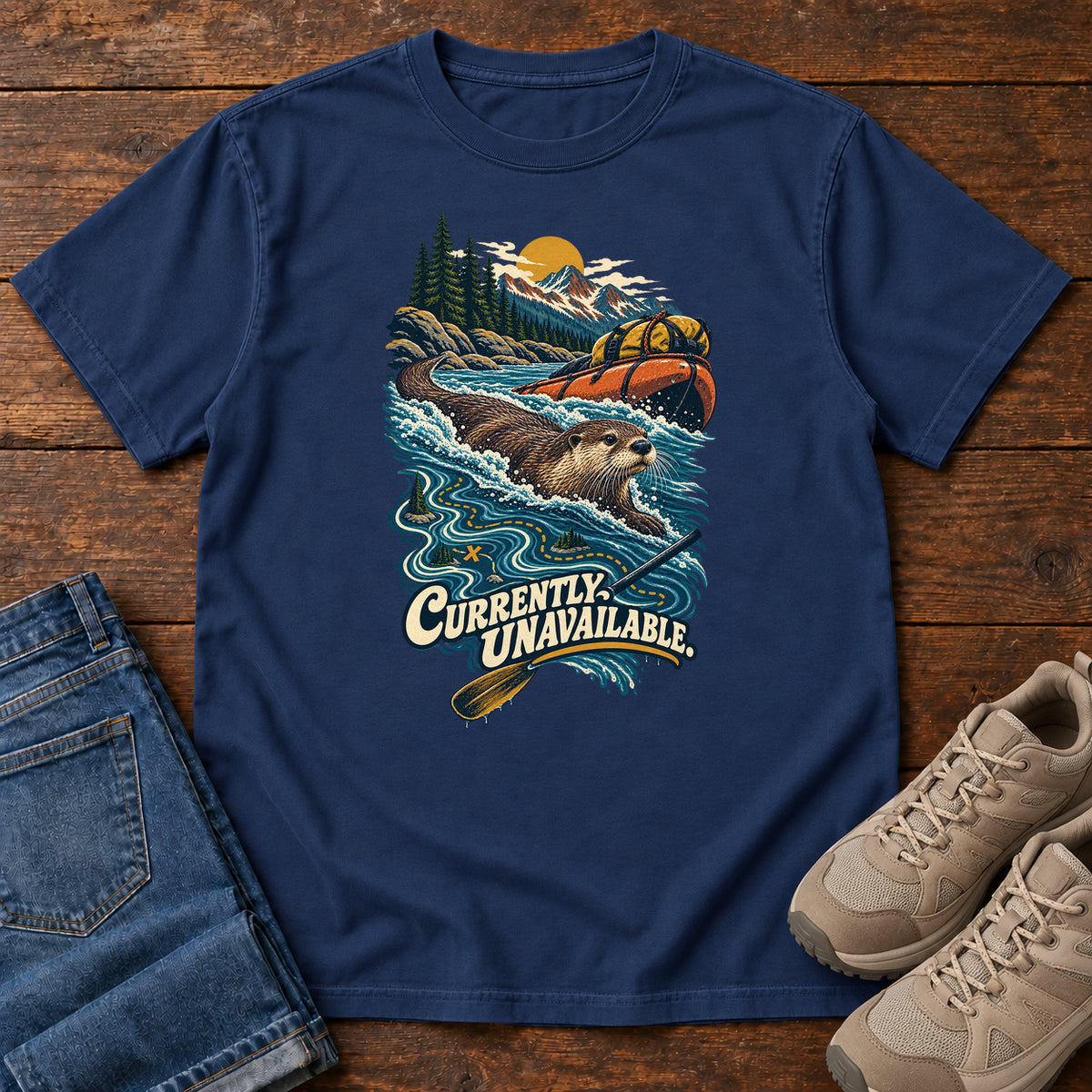 Currently Unavailable Otter Kayak T-Shirt in True Navy