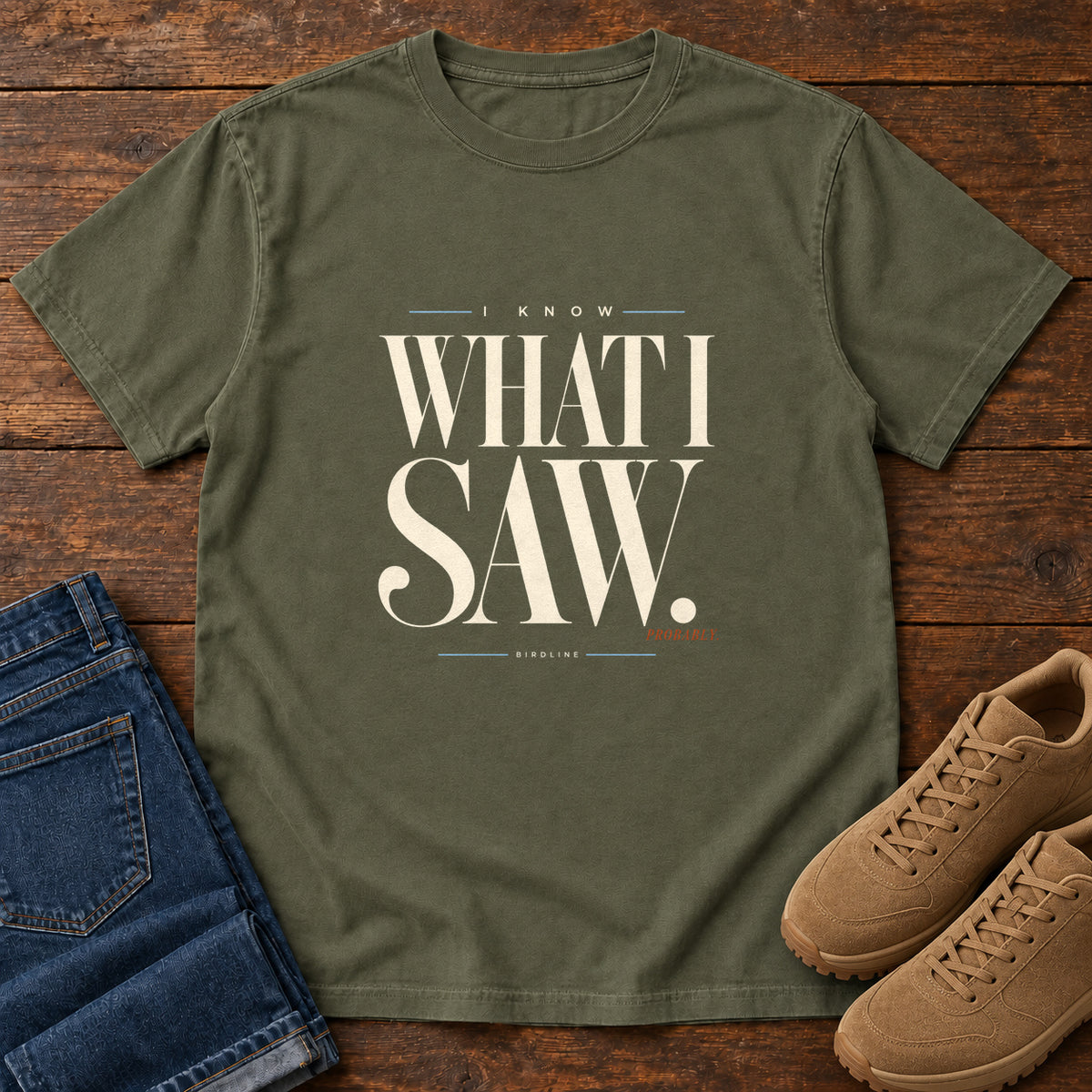 I Know What I Saw Probably T-Shirt in Sage