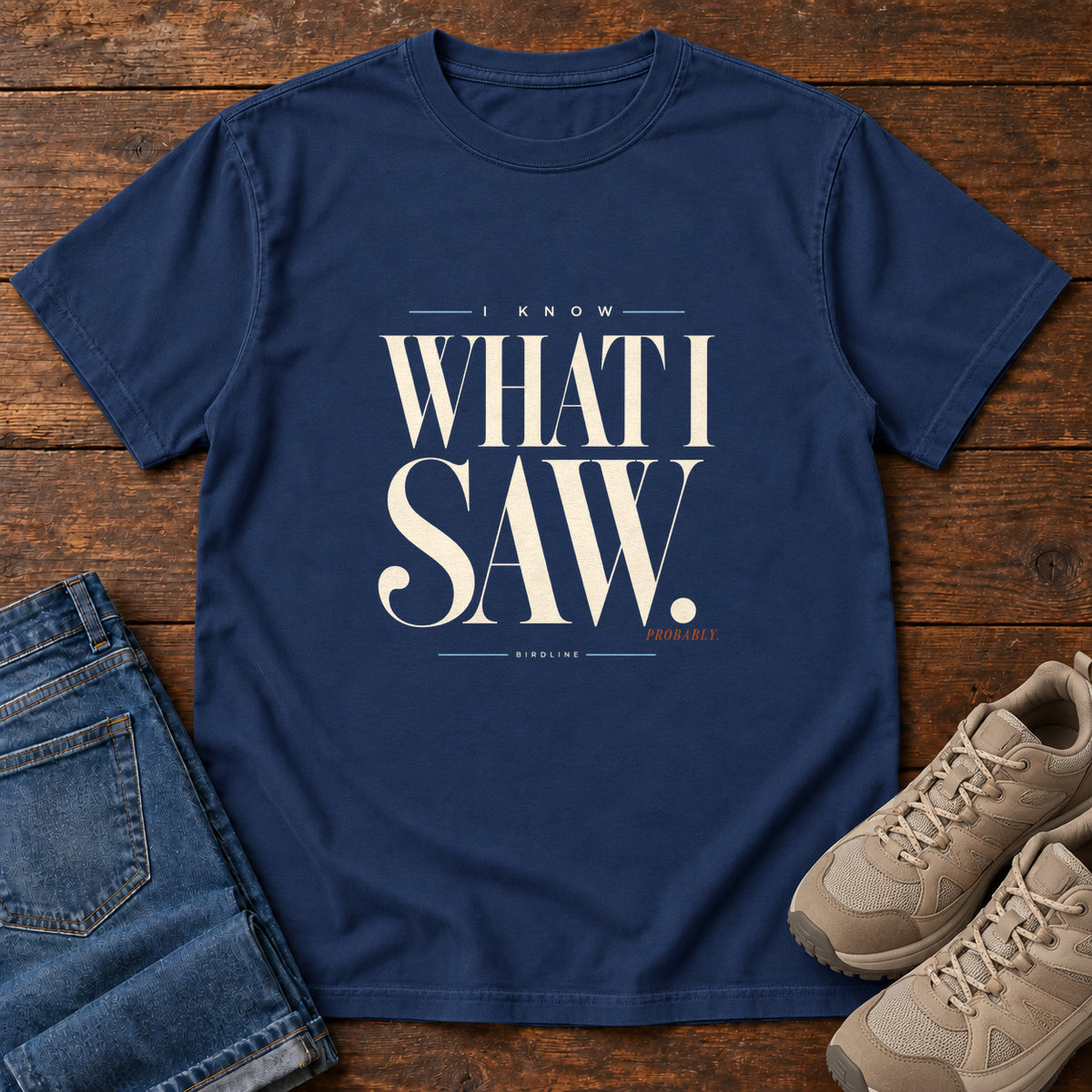 I Know What I Saw Probably T-Shirt in True Navy