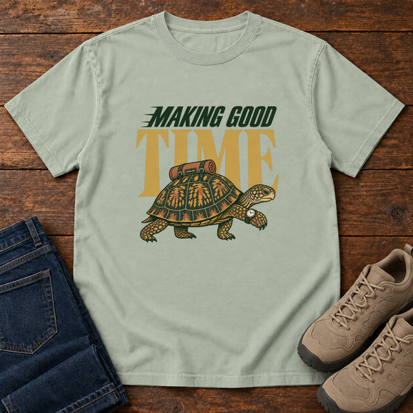 Making Good Time T-Shirt in Bay, front view