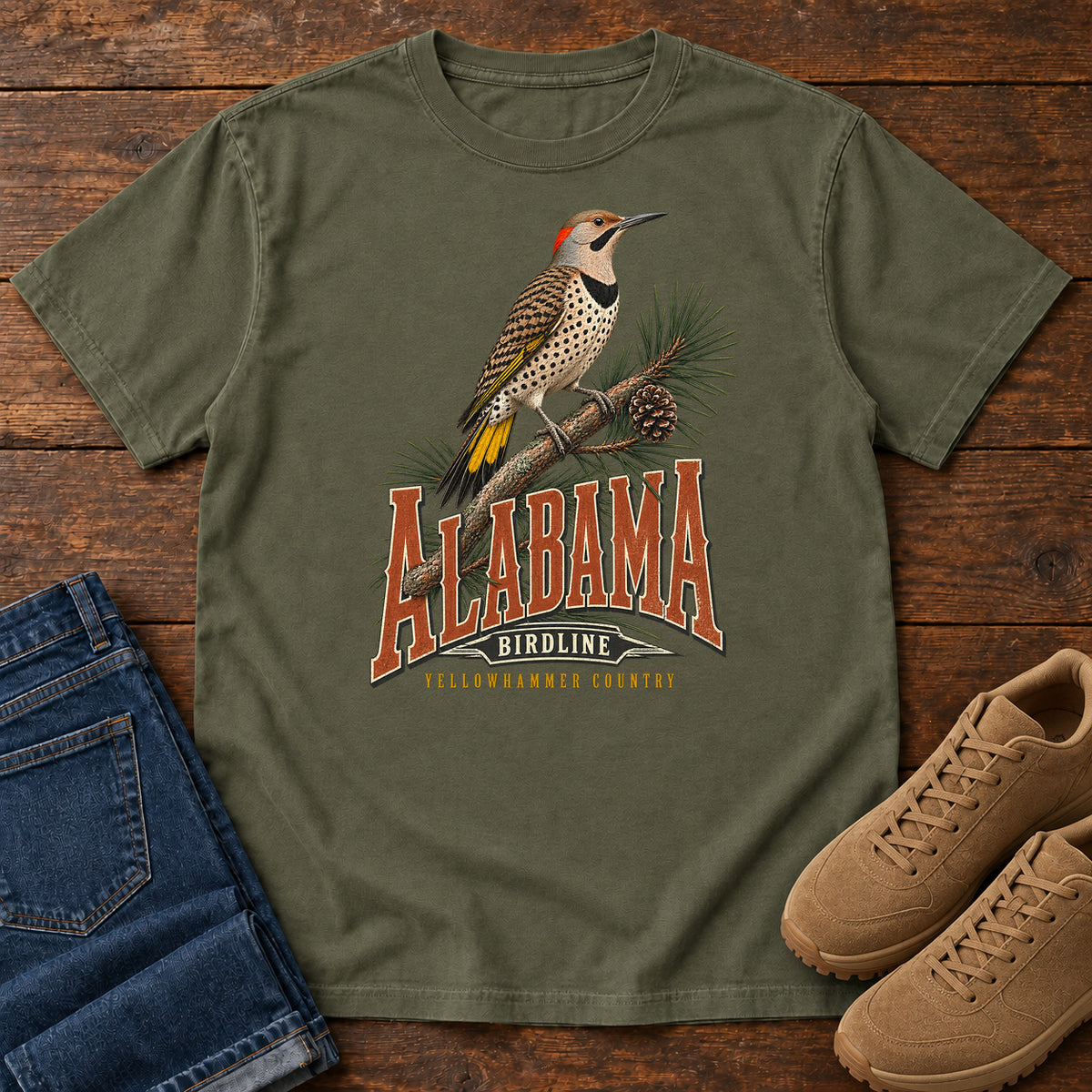 Alabama Yellowhammer Country T-Shirt in Sage