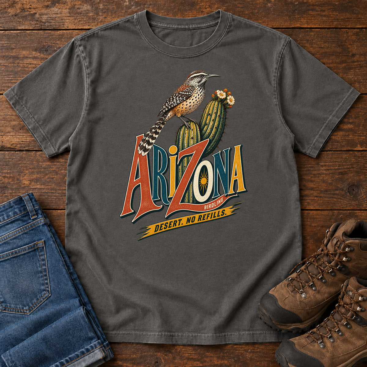 Arizona Desert No Refills T-Shirt in Pepper