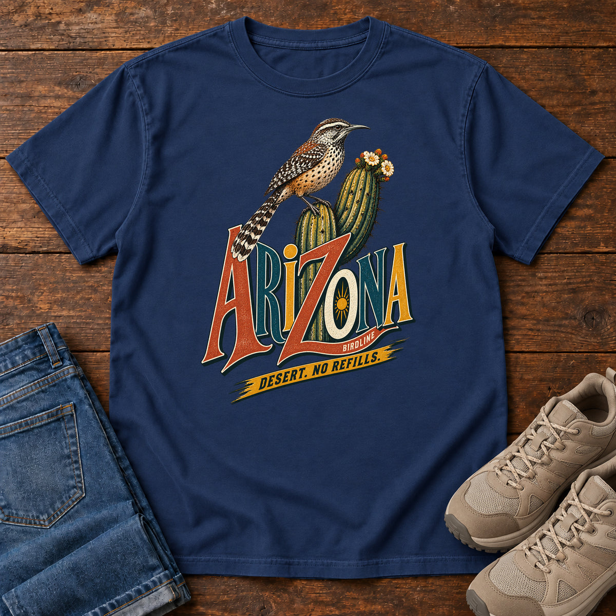 Arizona Desert No Refills T-Shirt in True Navy