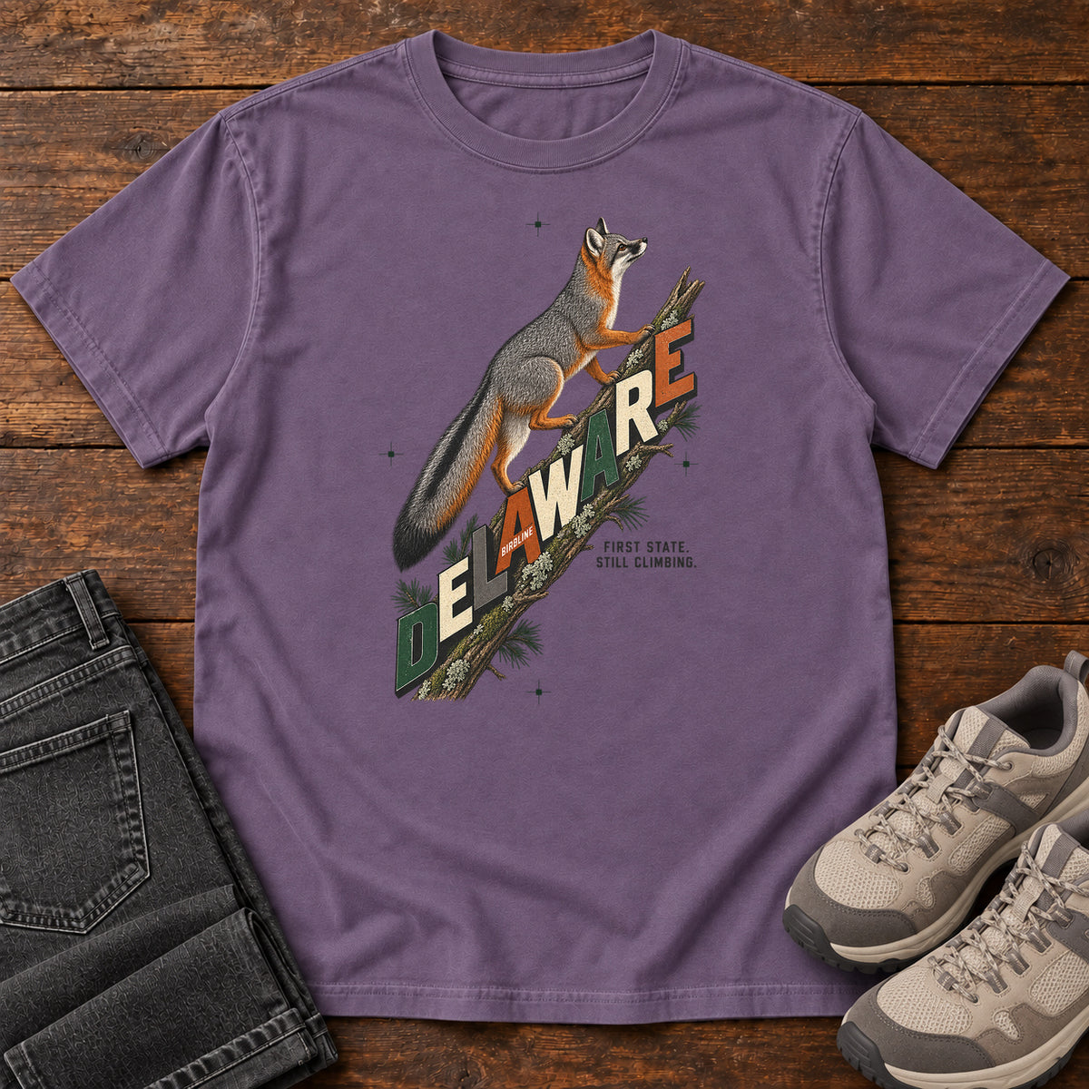 Delaware First State Still Climbing Fox T-Shirt in Grape