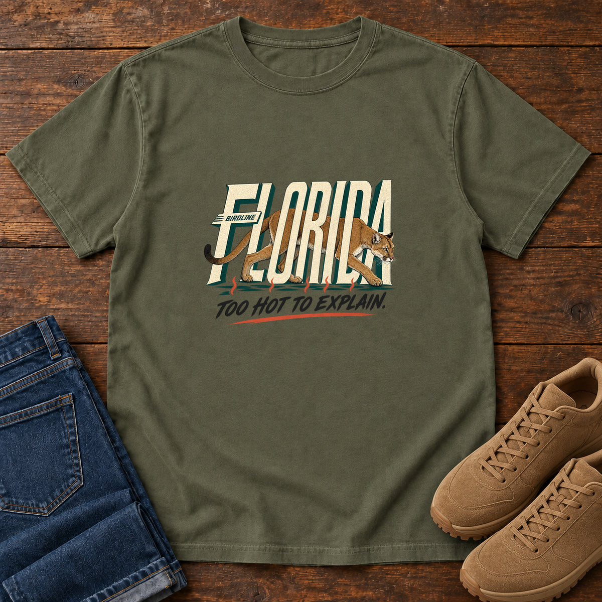 Florida Too Hot to Explain Panther T-Shirt in Sage