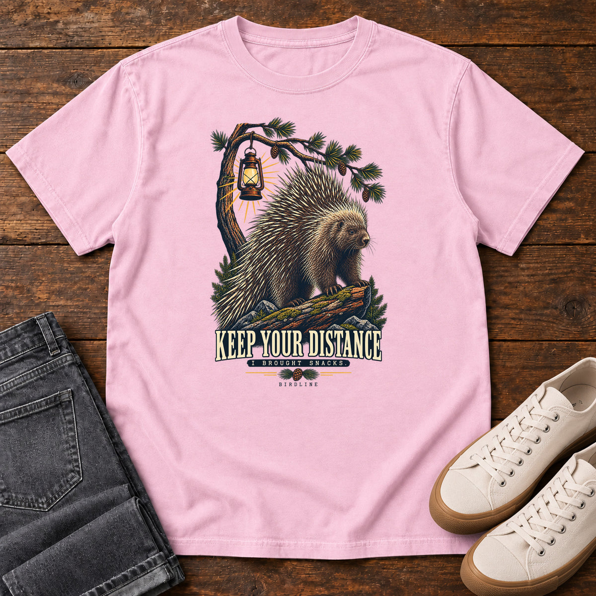 Keep Your Distance I Brought Snacks Porcupine T-Shirt in Blossom