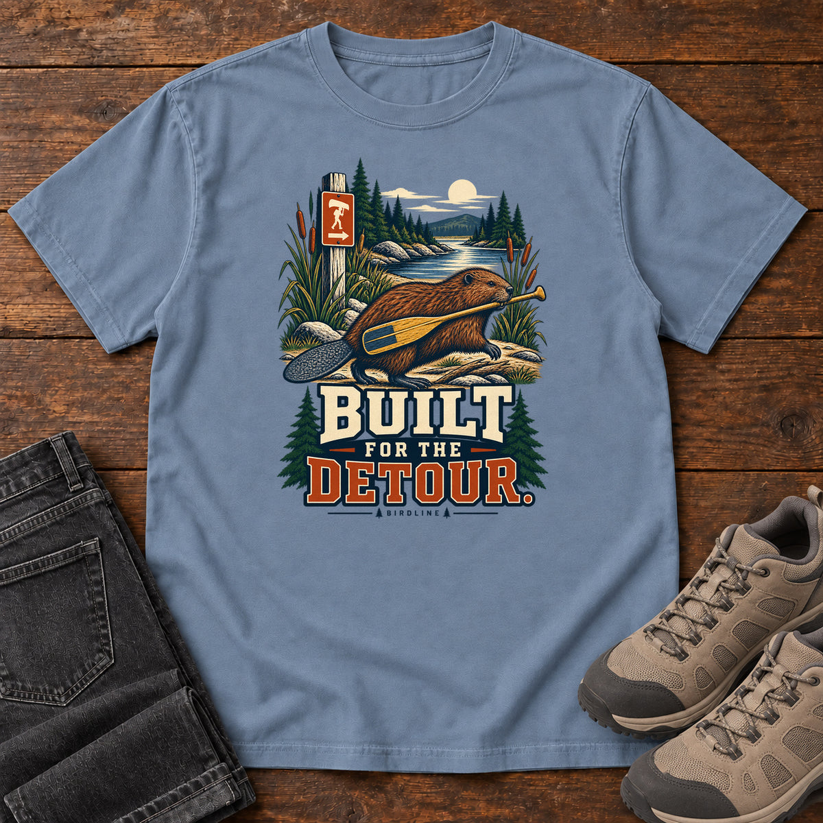 Built for the Detour Beaver T-Shirt in Blue Jean