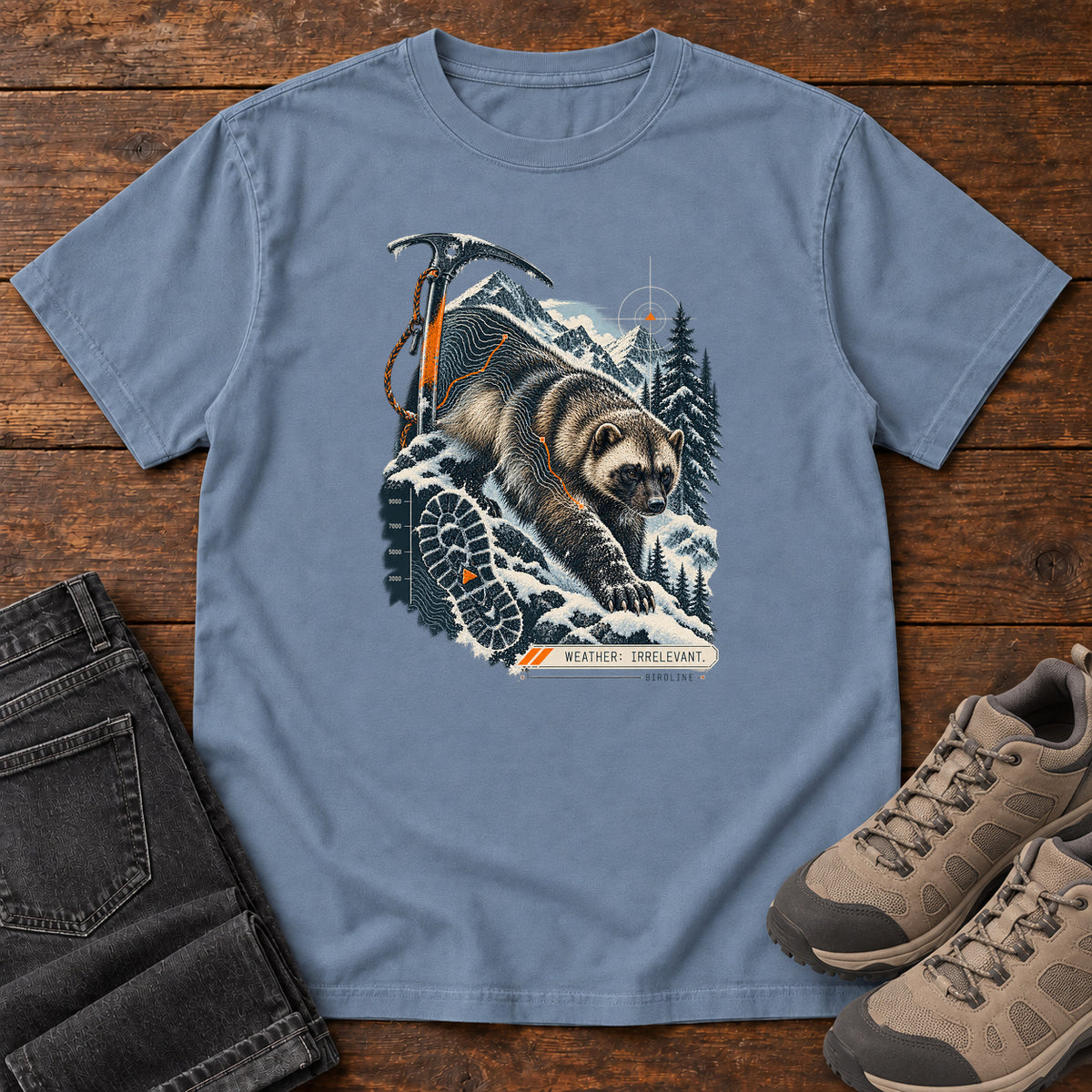 Weather Irrelevant Wolverine T-Shirt in Blue Jean