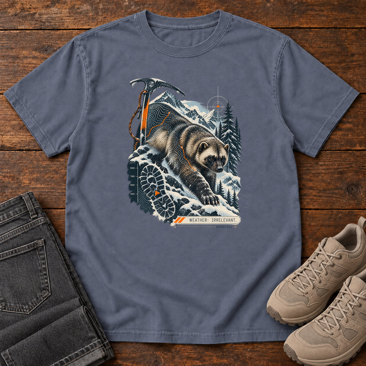 Weather Irrelevant Wolverine T-Shirt in Denim