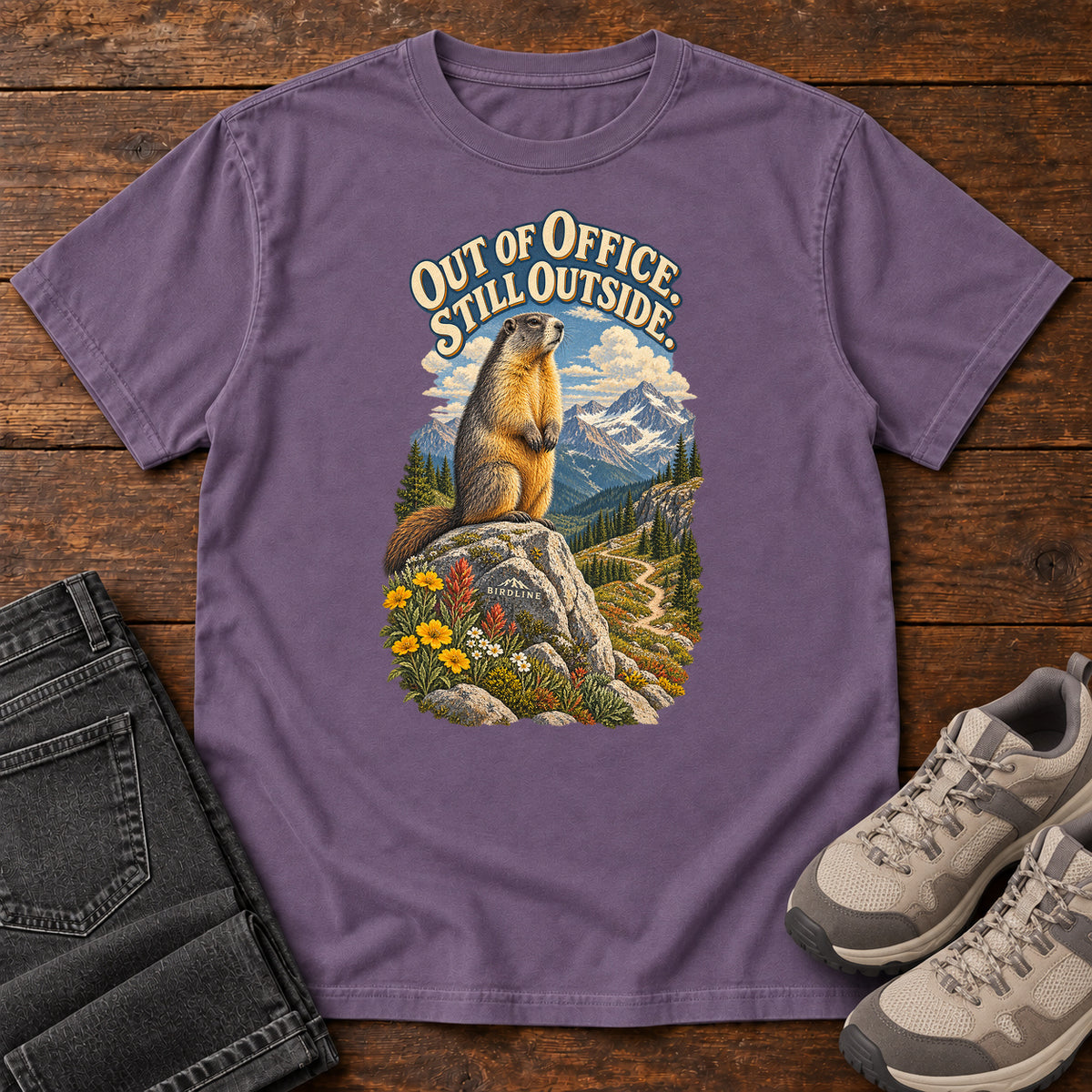 Out of Office Still Outside Marmot T-Shirt in Grape