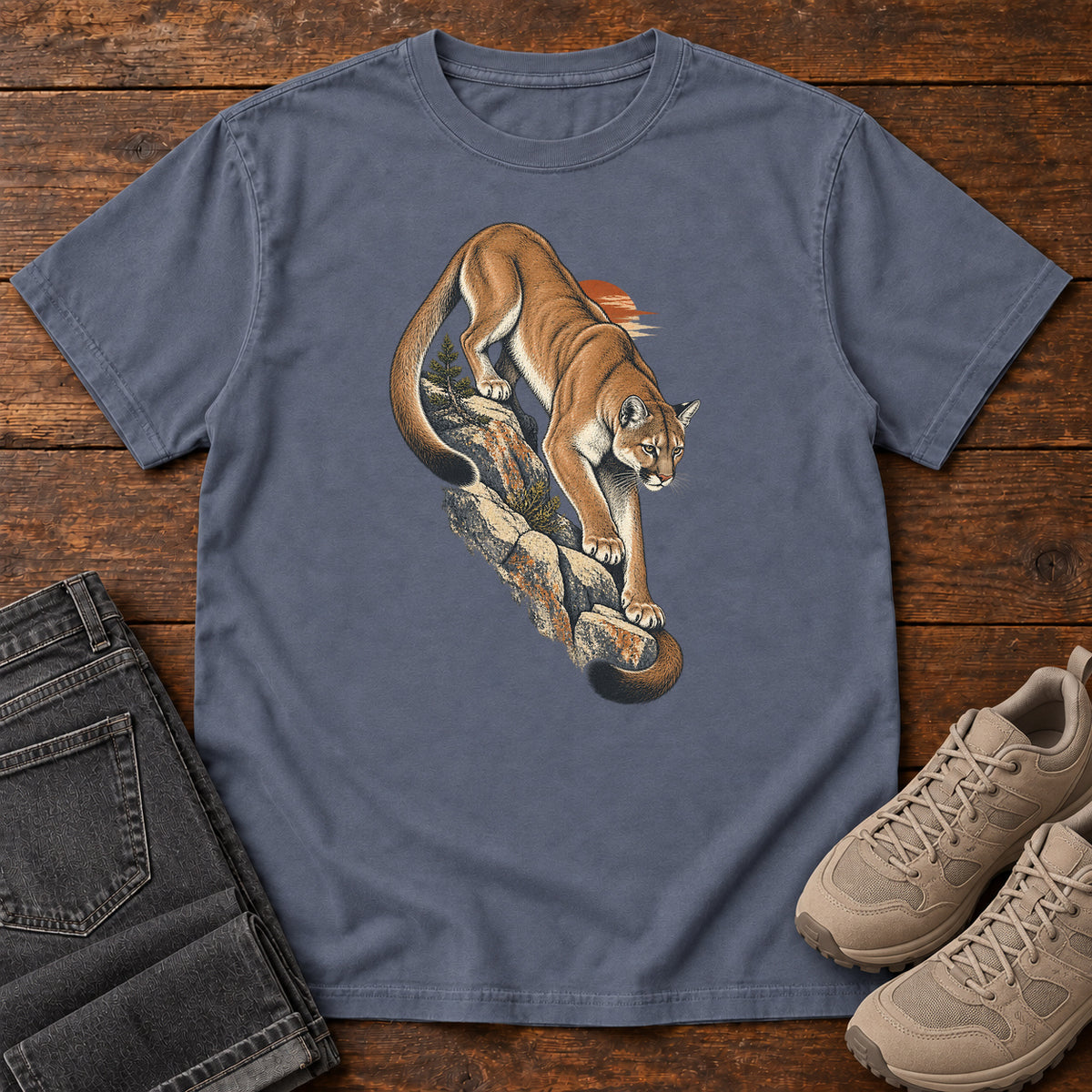 Mountain Lion T-Shirt in Denim