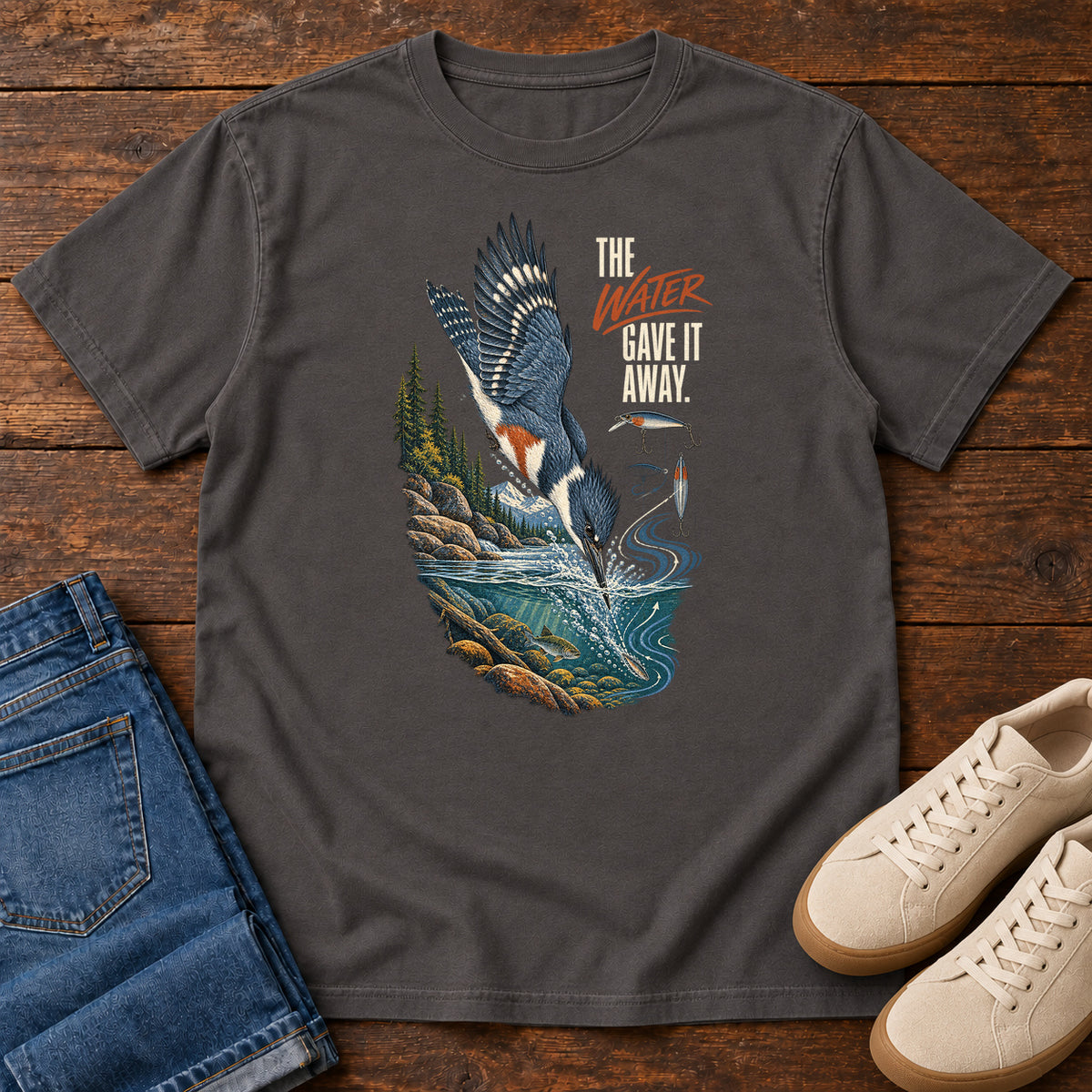 The Water Gave It Away Kingfisher T-Shirt in Graphite