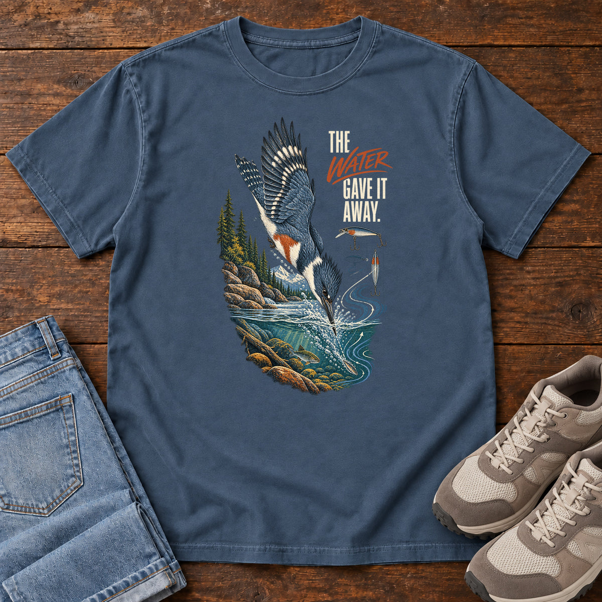 The Water Gave It Away Kingfisher T-Shirt in Midnight